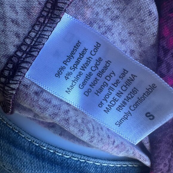 LuLaRoe Womens Raglan Sleeve Top S Purple & Gray Floral Print Stretchy Blend - Picture 3 of 9